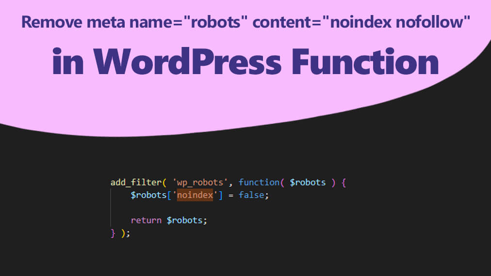 How to Remove meta name robots noindex nofollow WordPress Function